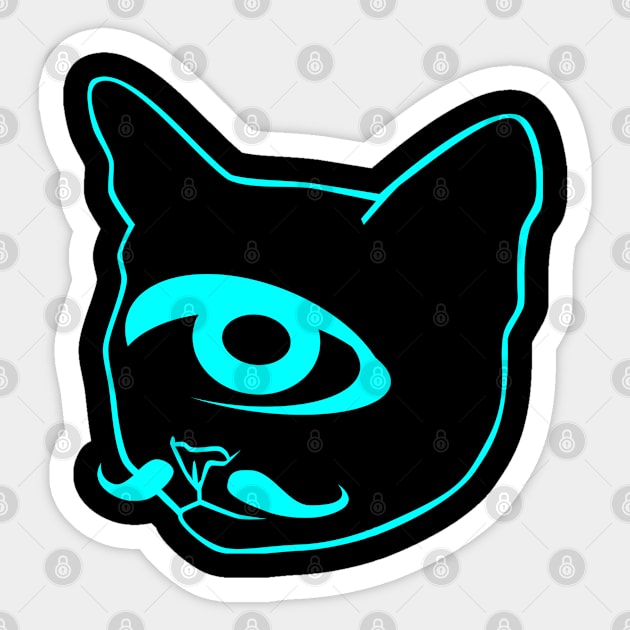 Cyclops Neon Cat Sticker by FromBerlinGift